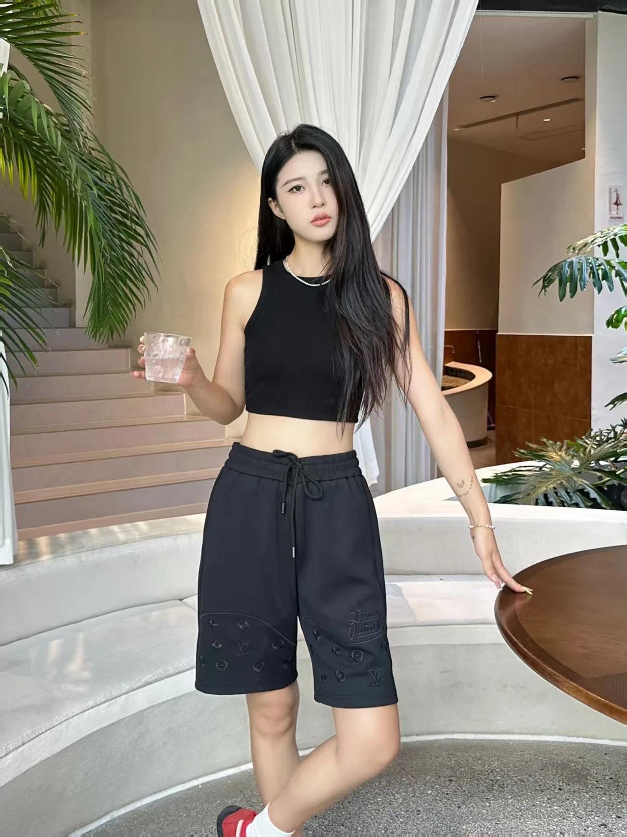 Louis Vuitton/Louis Vuitton hem dark pattern half-length presbyopic embroidered shorts